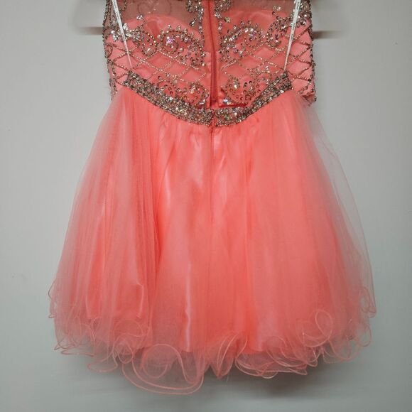 Sparkling Pink Tulle 2 Piece Dress By JULIET Size Small - Picture 6 of 7
